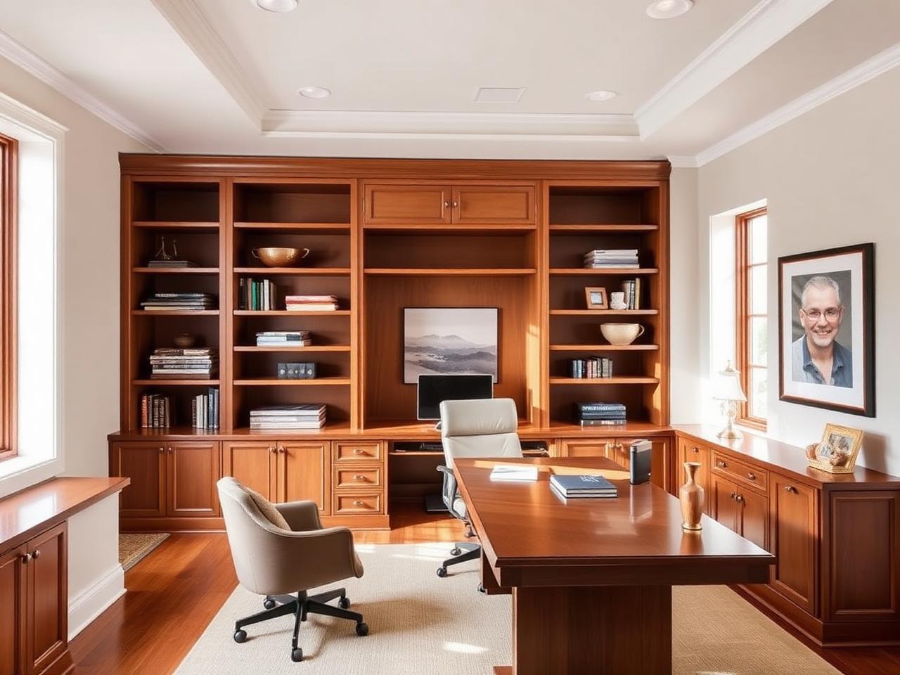 Home office with built-in millwork